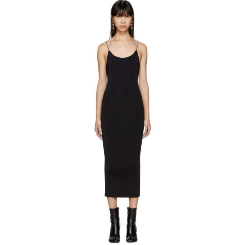 Alexander Wang Ribbed Tank Dress With Chain Straps